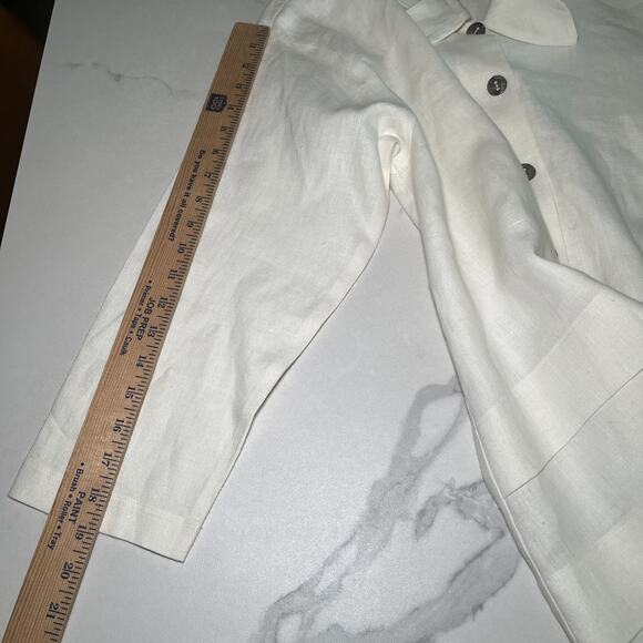 Itemz Chris Baumgartner Linen Blouse Tunic Ivory One Size Fits Most Lagenlook EC - Picture 9 of 11